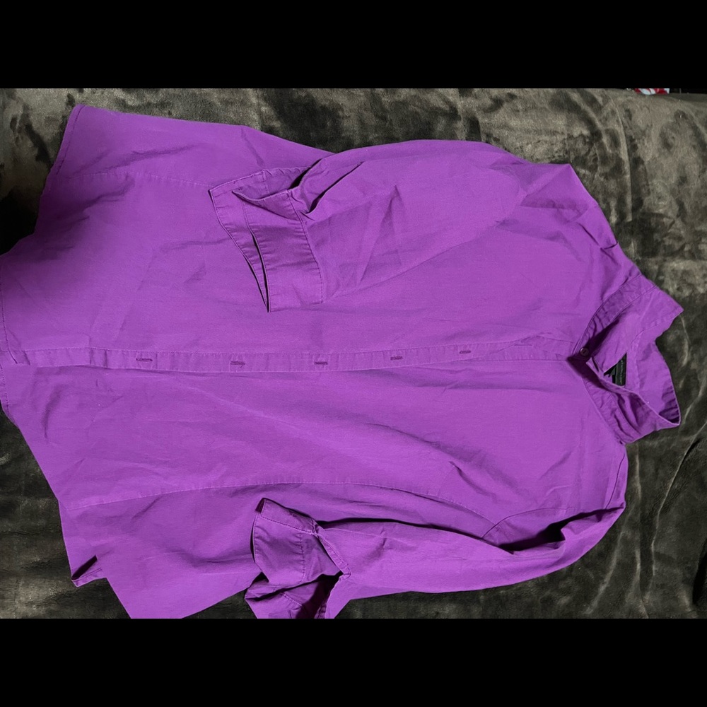 3/4 Sleeve button up purple shirt